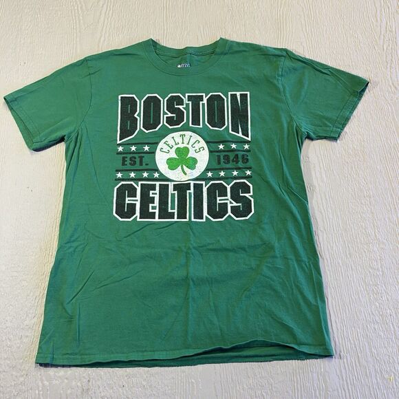 Boston Celtics Basketball classic Spell Out Logo Men's Sz L Green NBA Sports - Picture 1 of 8